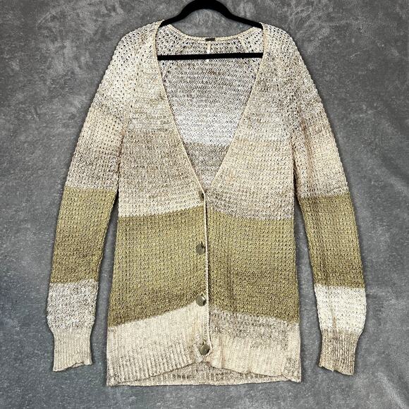 Free People Sweaters - Free People Knit Cardigan Sweater Womens M Crochet Striped Oversized Lagenlook